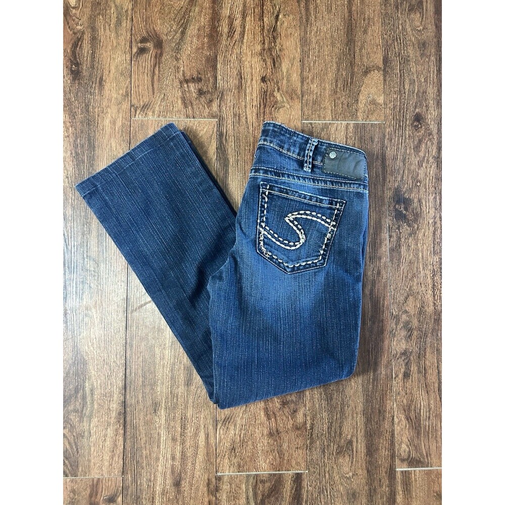 Women’s 30x33 Silver Jeans Aiko Mid Slim Bootcut Dark Wash Embroidered Denim